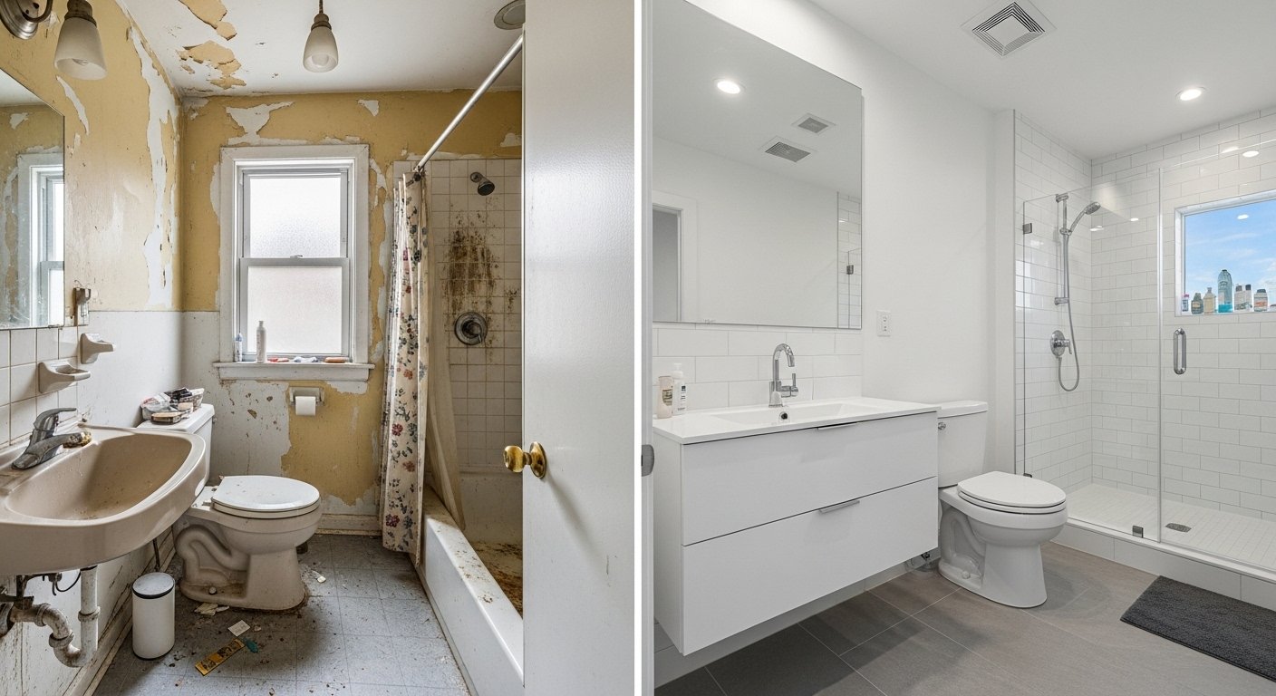 Before and after remodeling work