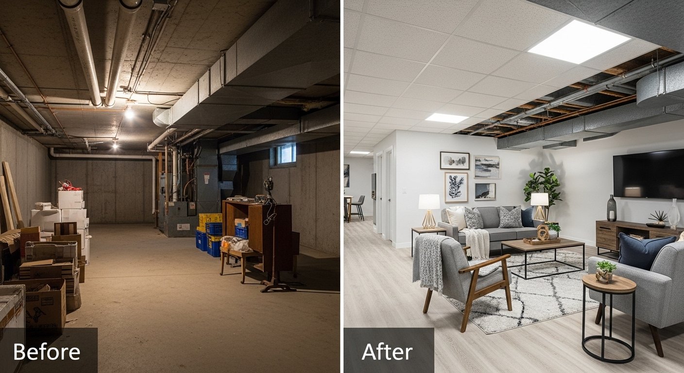 Before and after remodeling work